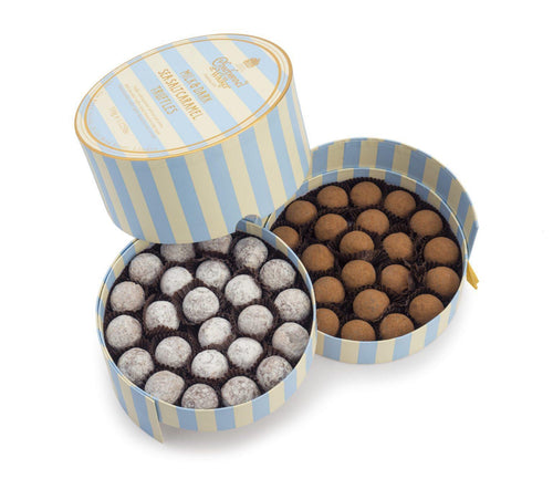 ترافل ملح البحر بالكراميل بشوكولاتة الحليب والداكنة-‏Milk and Dark Sea Salt Caramel Chocolate Truffles